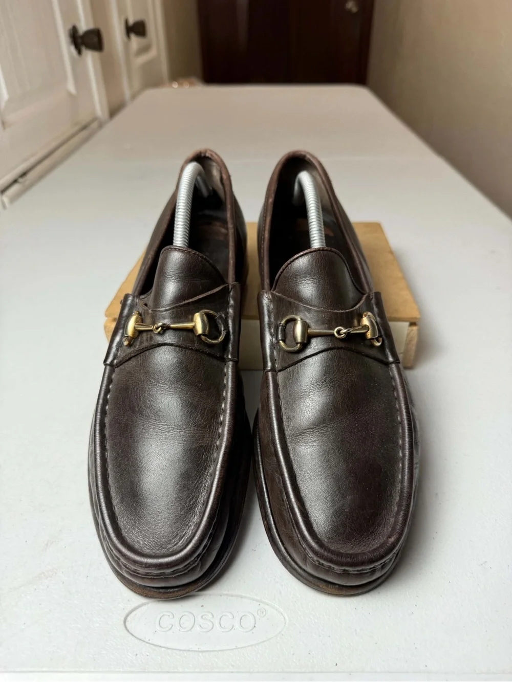 Gucci 1953 Horsebit Loafers Dark Brown Leather Size 10.5 - Gold Tone Buckle